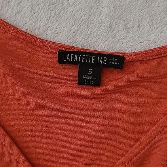 Lafayette 148 New York Silk Orange Salmon Ruched Sleeveless Tank Top Small Ruffl - Picture 3 of 7